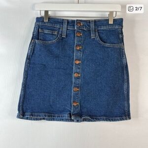 Madewell Blue Button-Down Mini Skirt